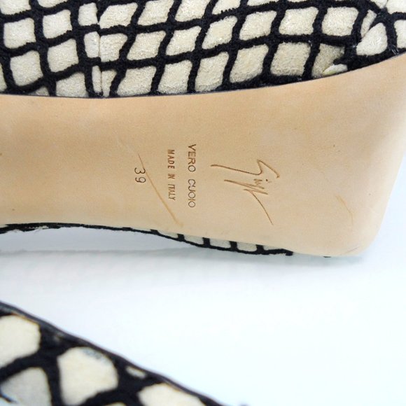 NIB$775 Giuseppe Zanotti Sharon Checked Platform Peep Toe Pump Heels 39 8 8.5 - Picture 13 of 16